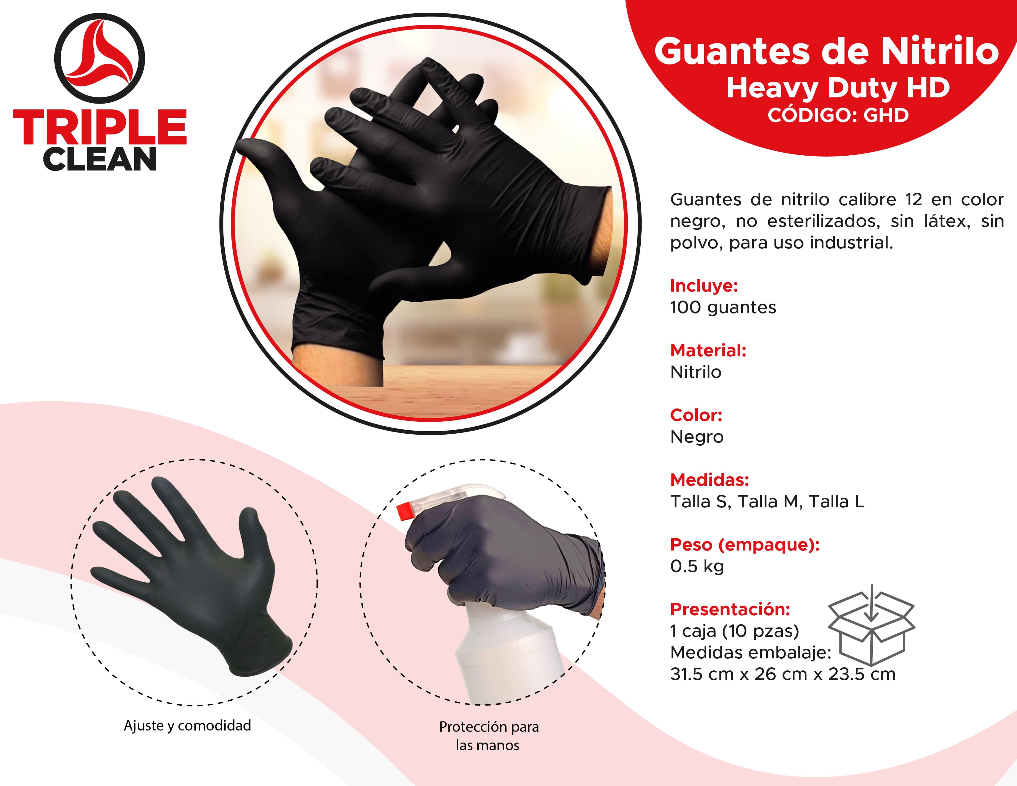 Guantes HD Negros Talla - L