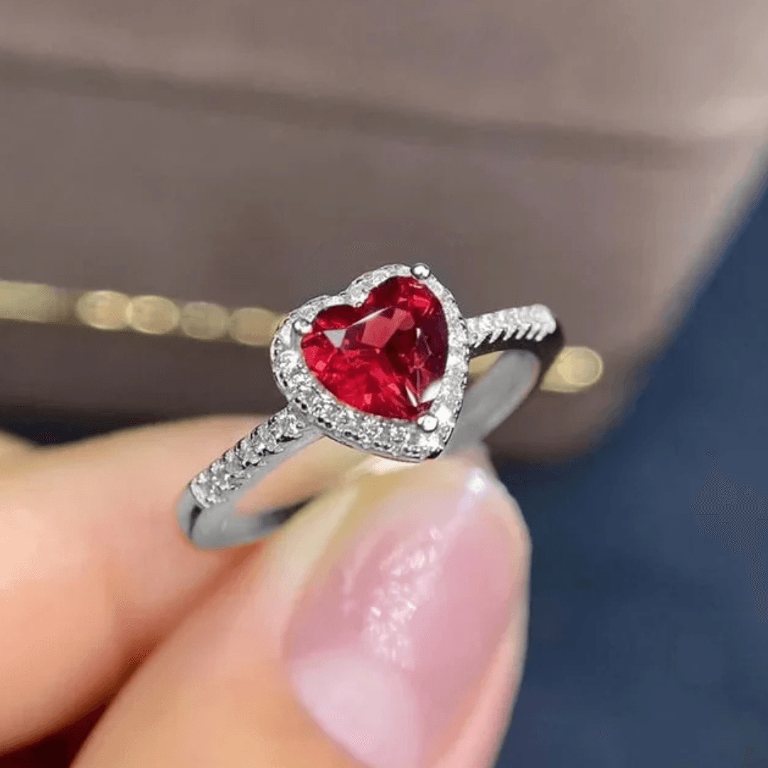 Anillo Corazon de Cristal