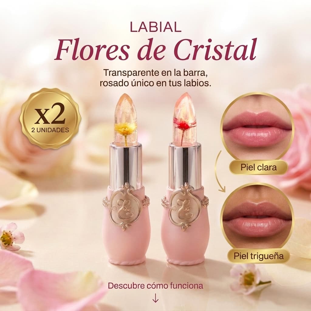 labial flores de cristal x 2 und