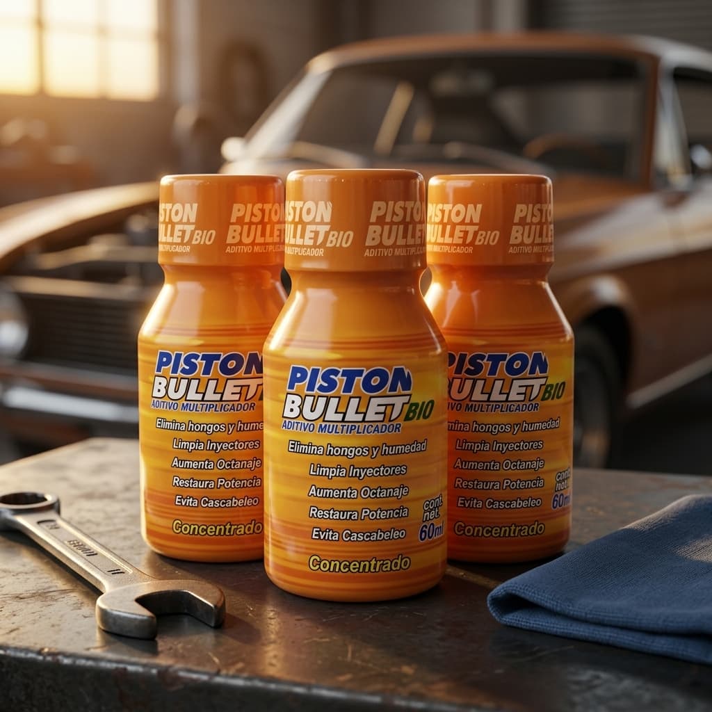 Piston Bullet Bio · aditivo para gasolina · paquete de 3 frascos de 60 ml