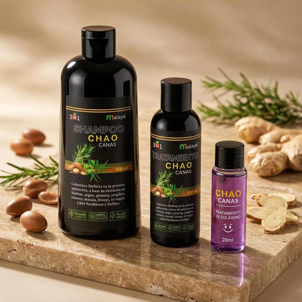 CHAO CANAS – Shampoo Repigmentador con Colágeno, Biotina y Vitamina E