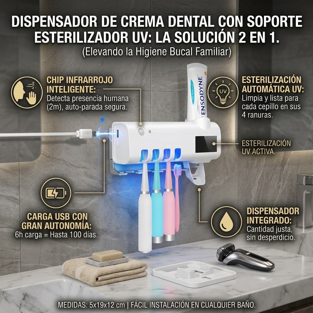 Dispensador Crema Dental + Soporte