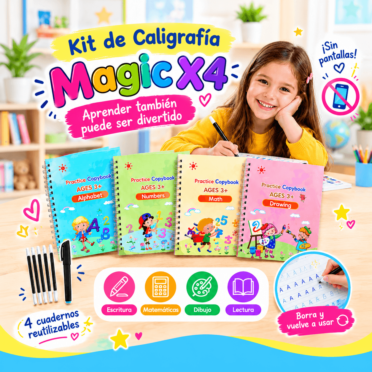 KIT DE CALIGRAFIA MAGIC X4