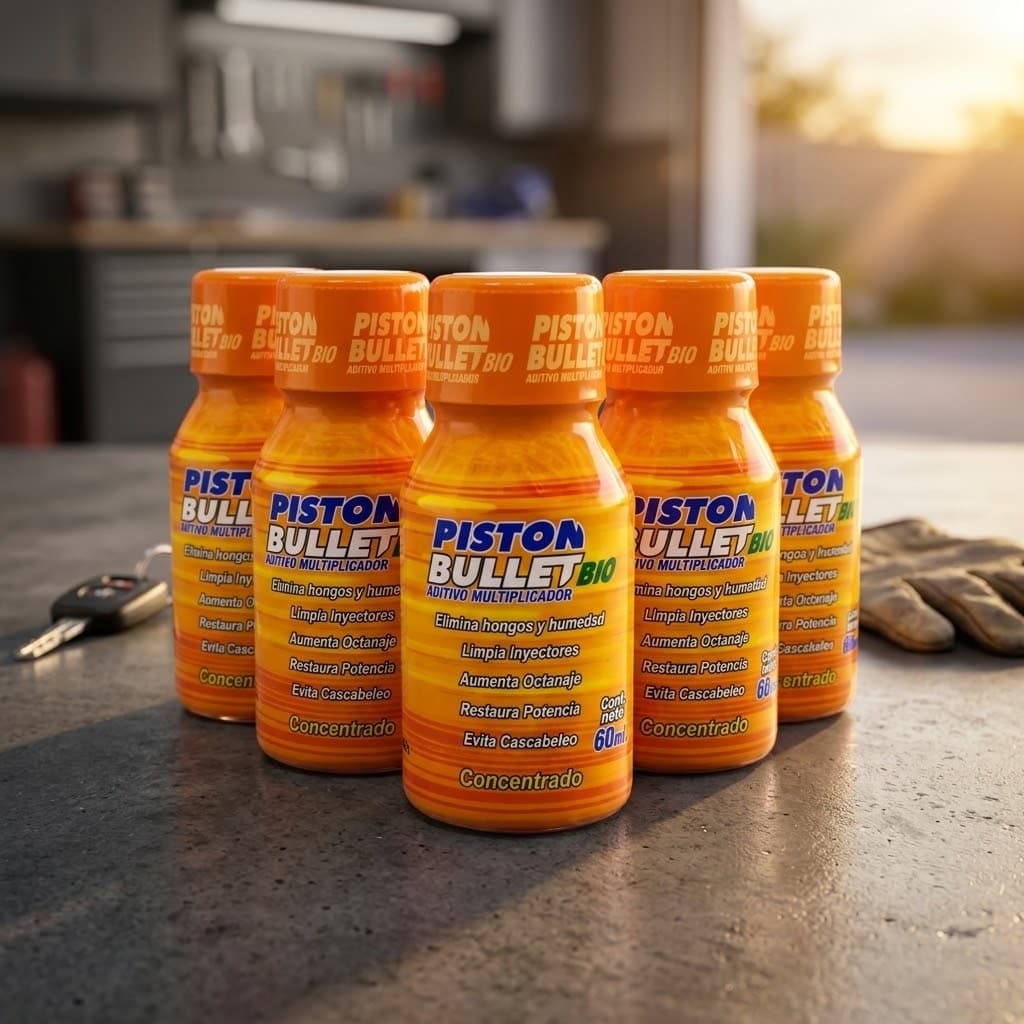 Piston Bullet Bio · aditivo para gasolina · pack de 5 frascos de 60 ml