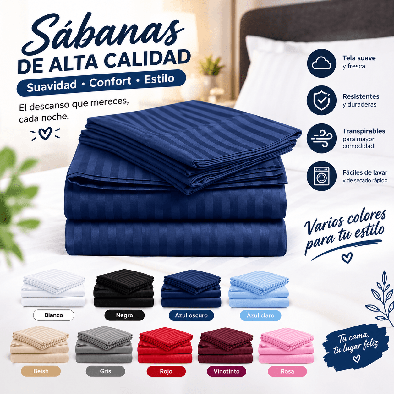 SABANA DOBLE EN POLI ALGODON